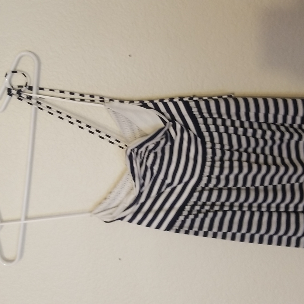 American eagle blue and white striped halter bikini cover up size small
